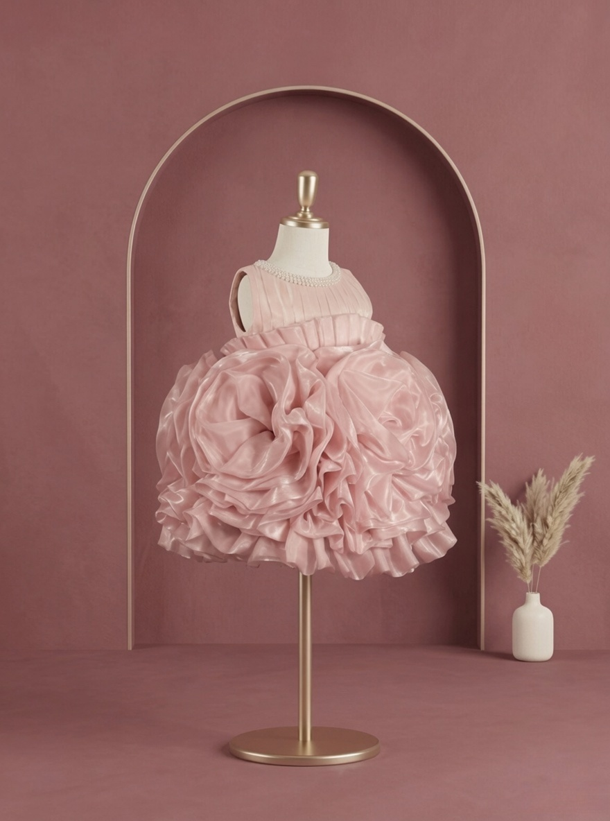 Rose Pearl Ruffle Dress