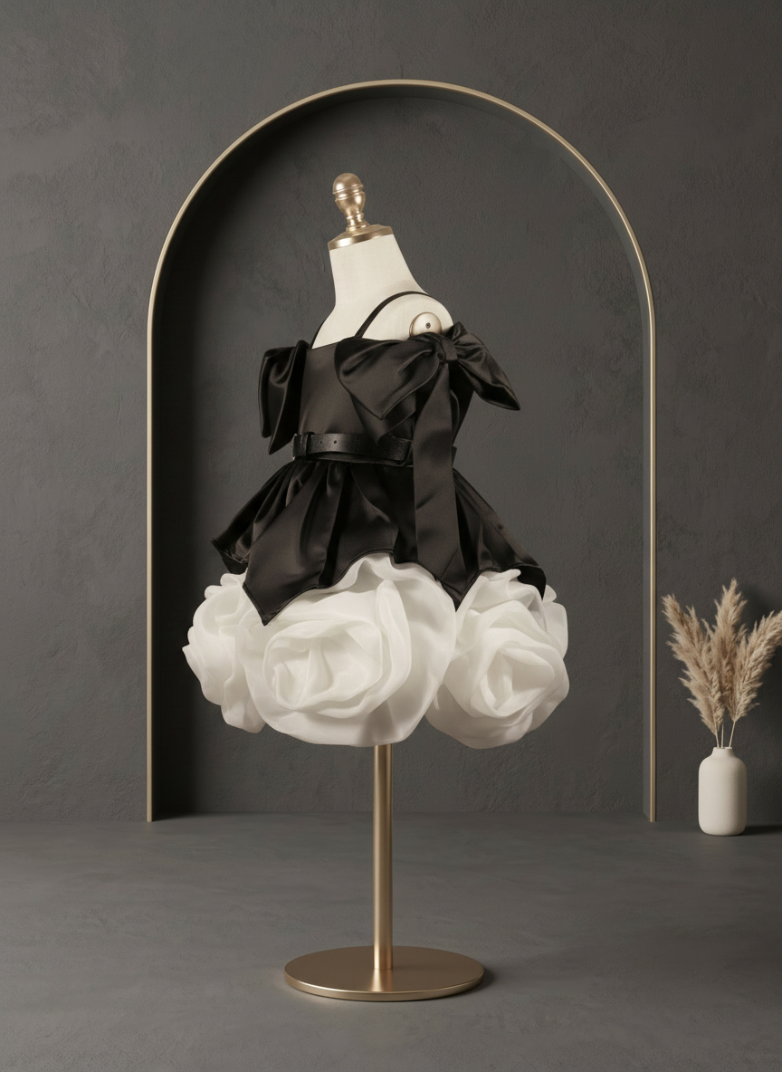 Noir Rosette Couture Dress