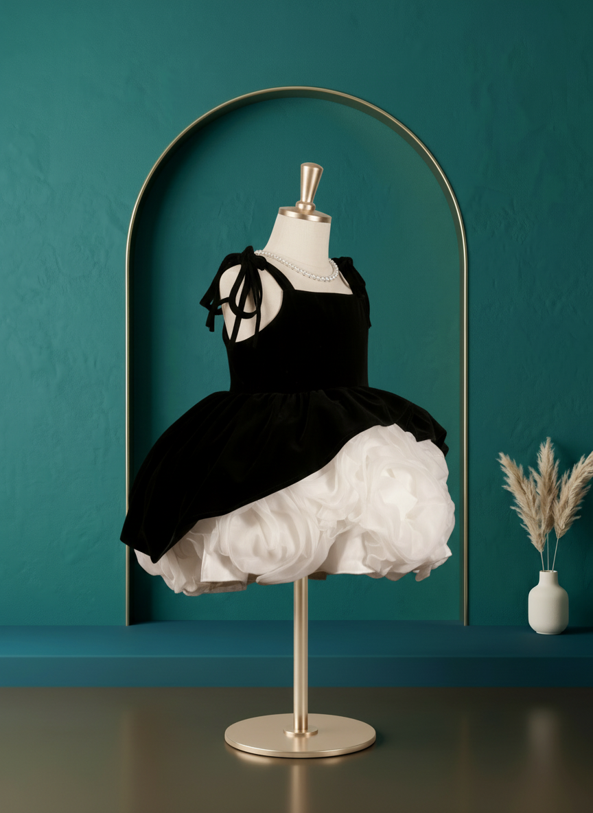 Tiggle Wiggle Midnight Velvet Rosette Couture Dress