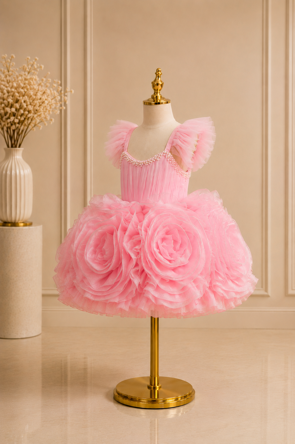 Blush Rosette Princess Dress