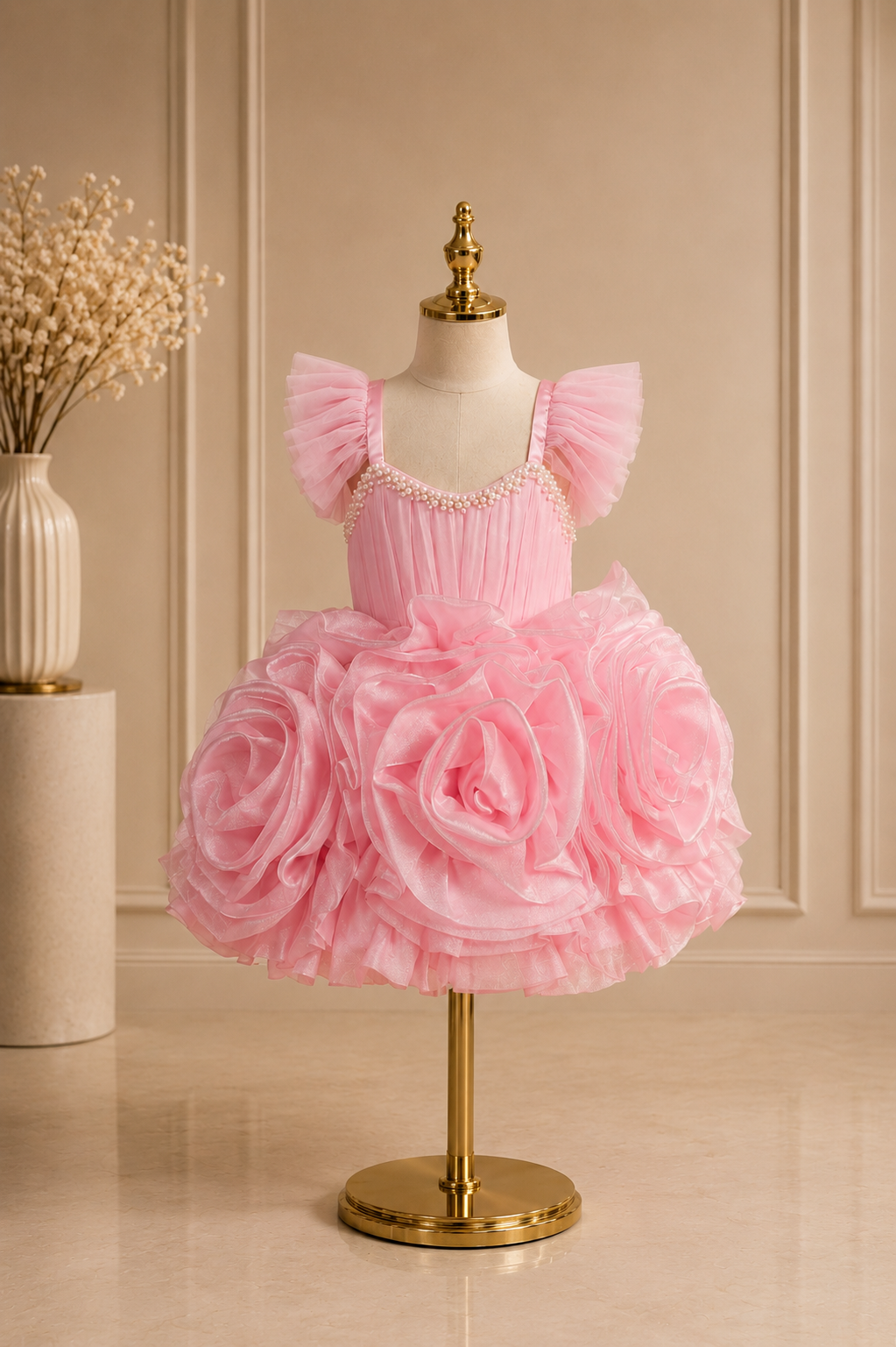 Blush Rosette Princess Dress - 5-6 Years