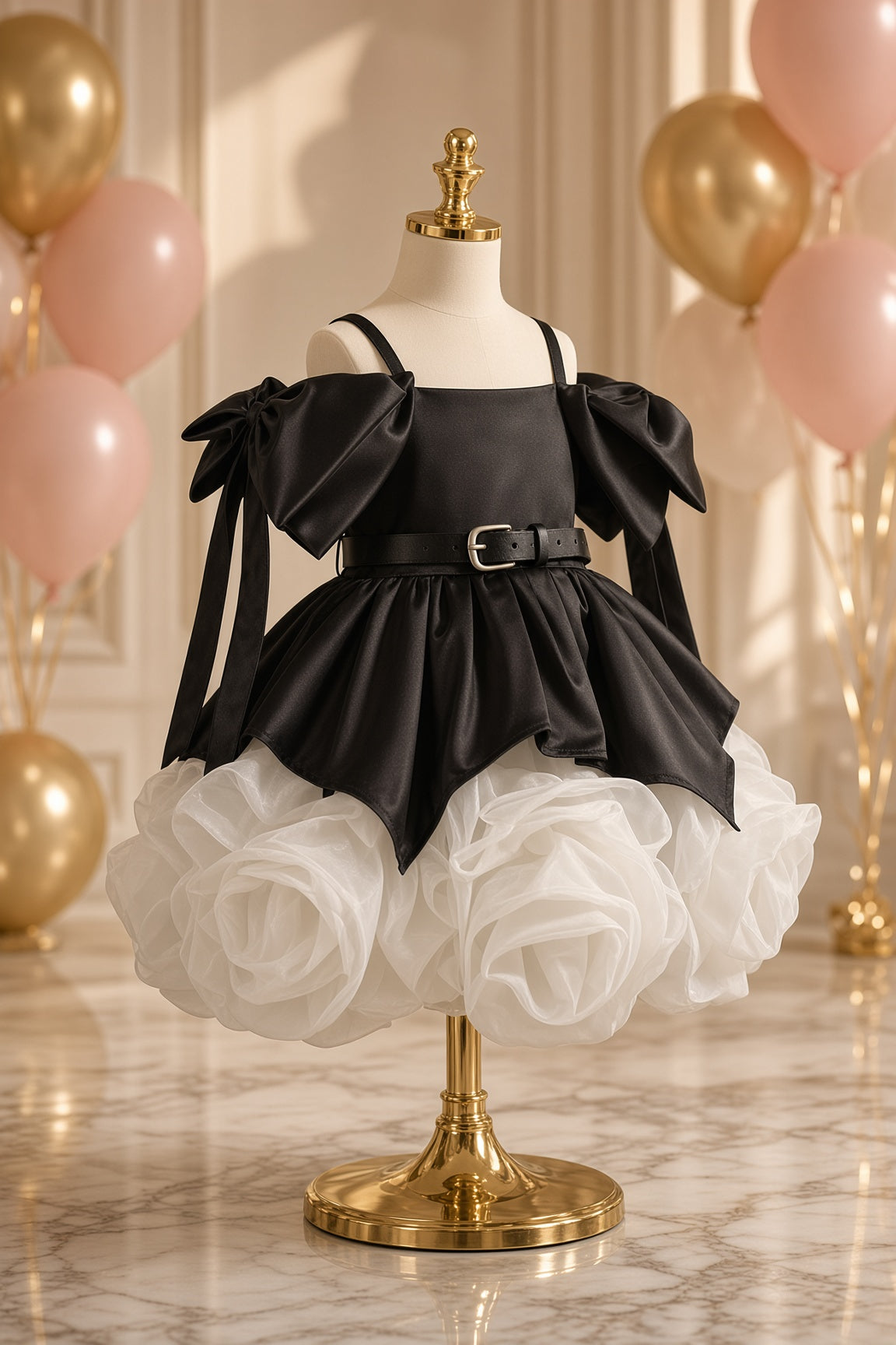 Noir Rosette Couture Dress
