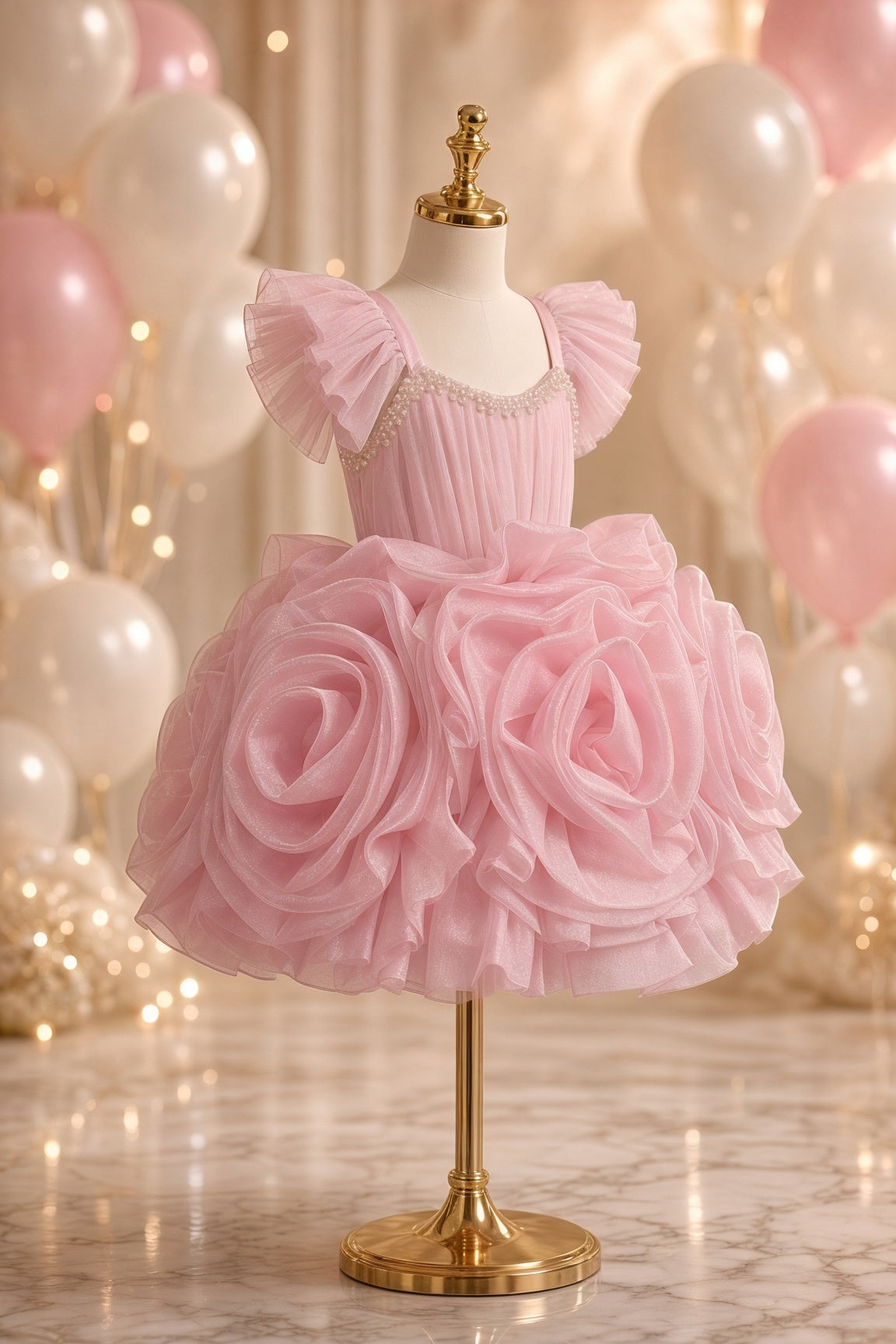 Blush Rosette Princess Dress