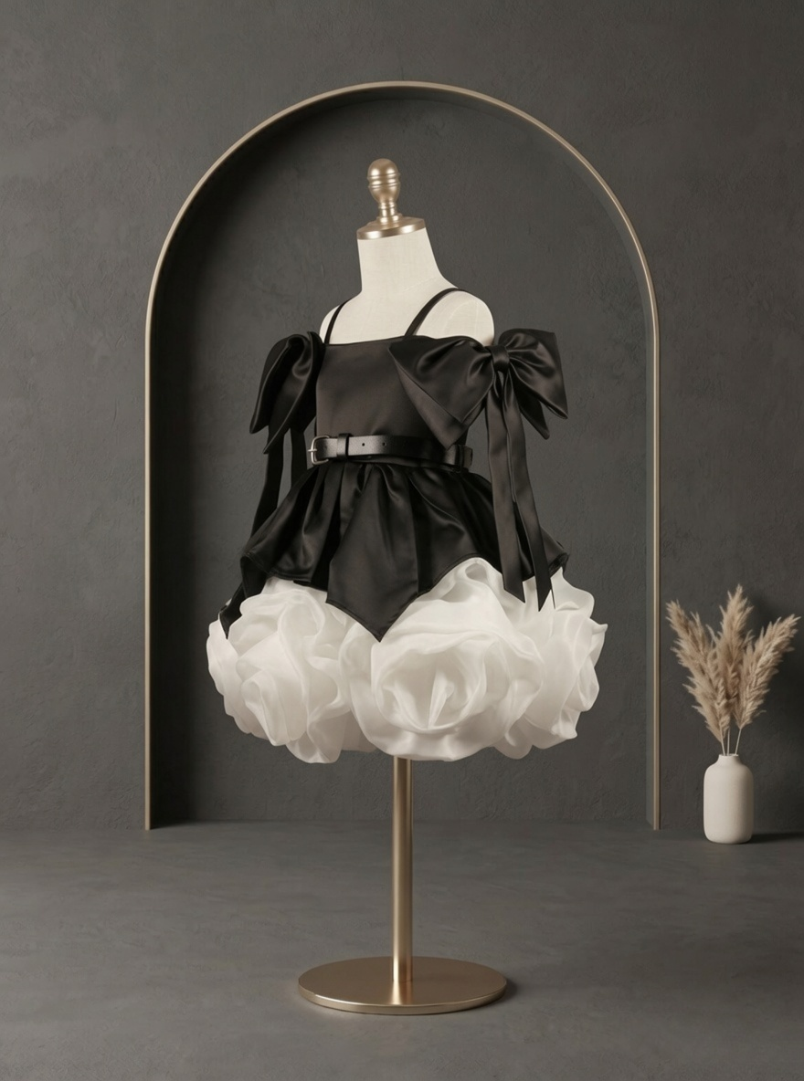 Noir Rosette Couture Dress