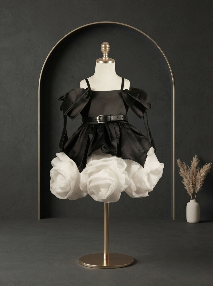 Noir Rosette Couture Dress
