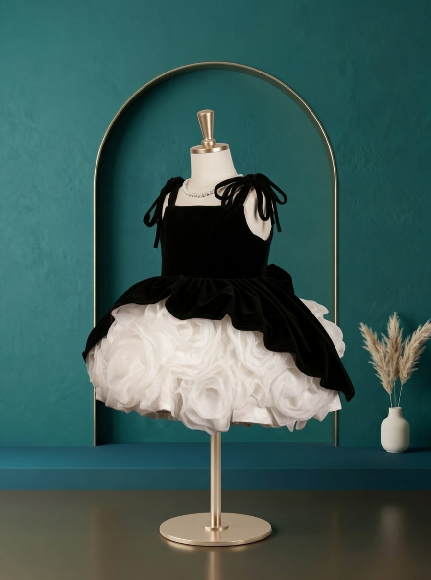 Tiggle Wiggle Midnight Velvet Rosette Couture Dress