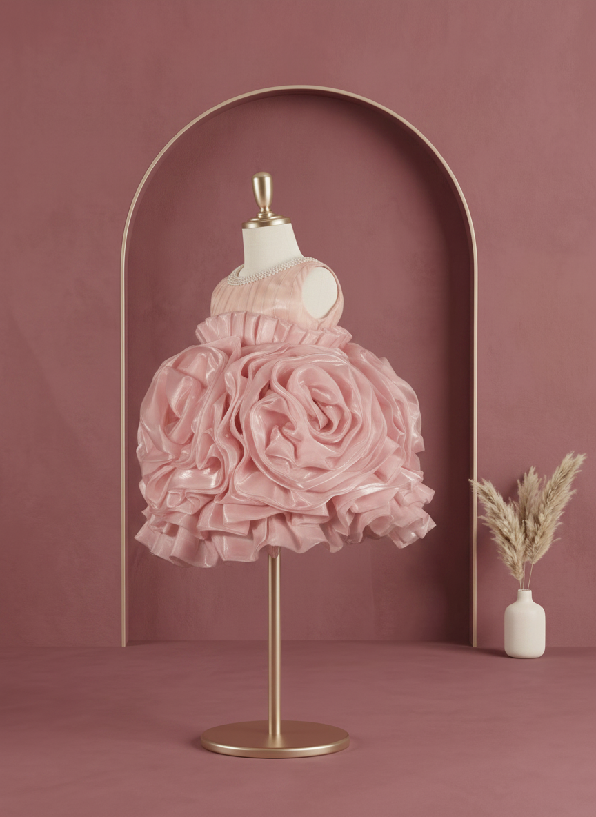 Rose Pearl Ruffle Dress