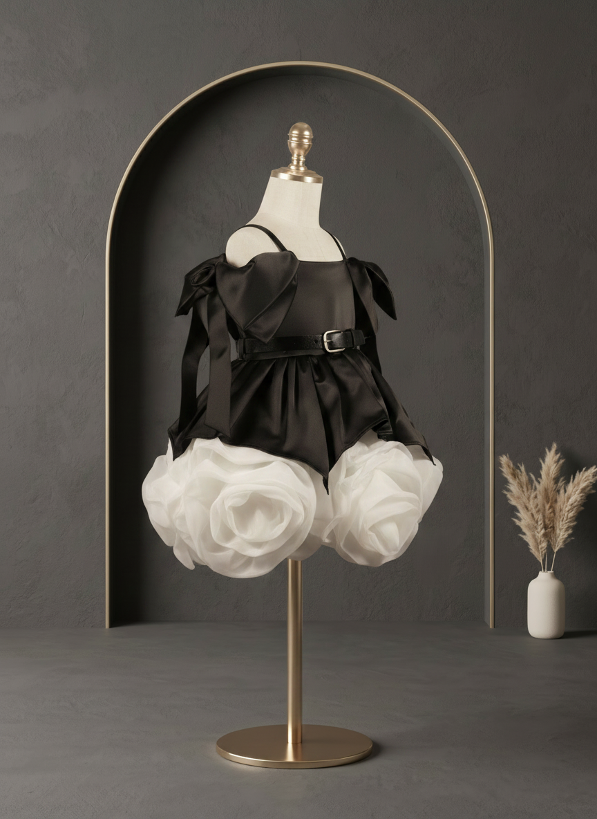 Noir Rosette Couture Dress