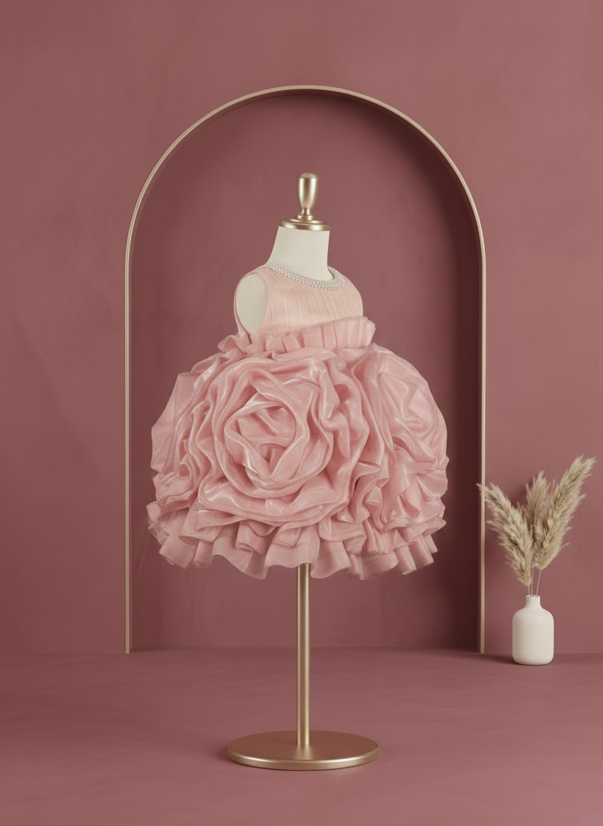 Rose Pearl Ruffle Dress