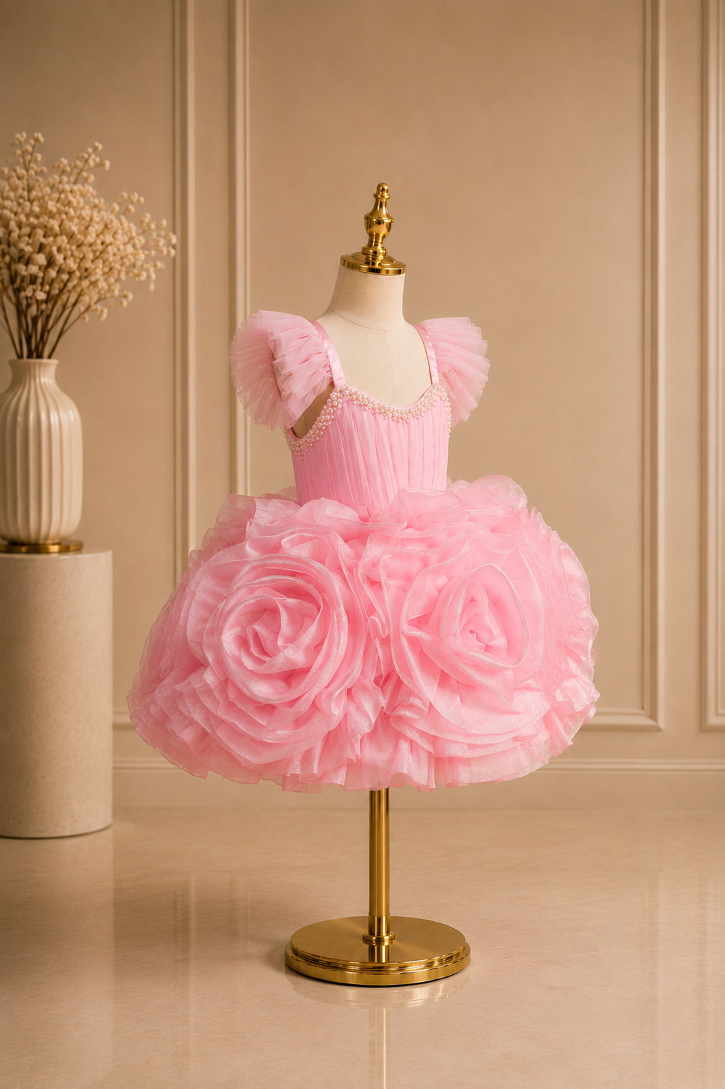 Blush Rosette Princess Dress