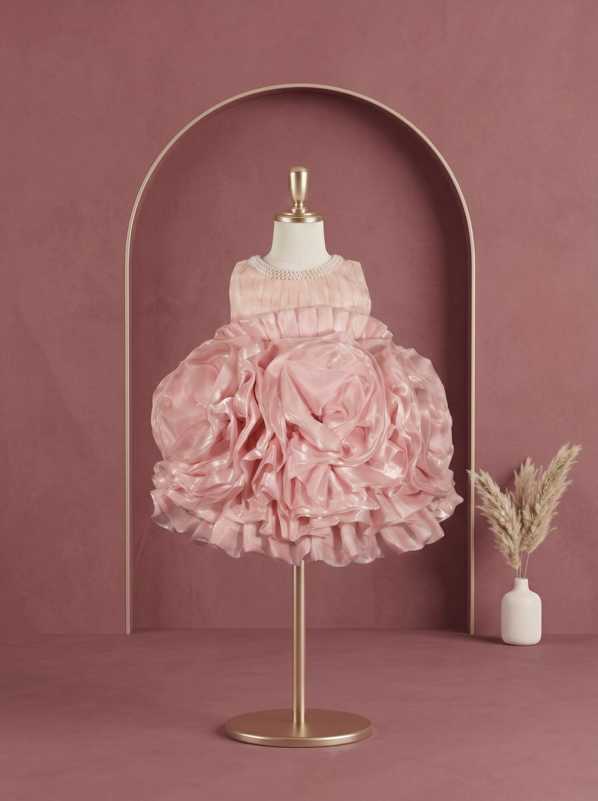 Rose Pearl Ruffle Dress