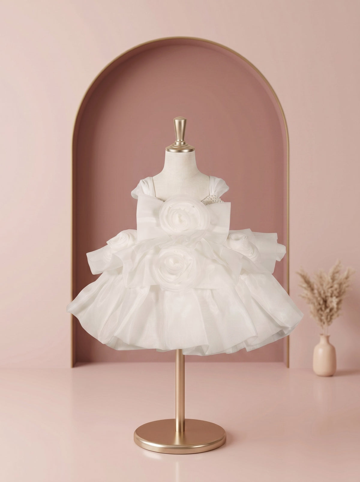Ivory Rosette Party Dress