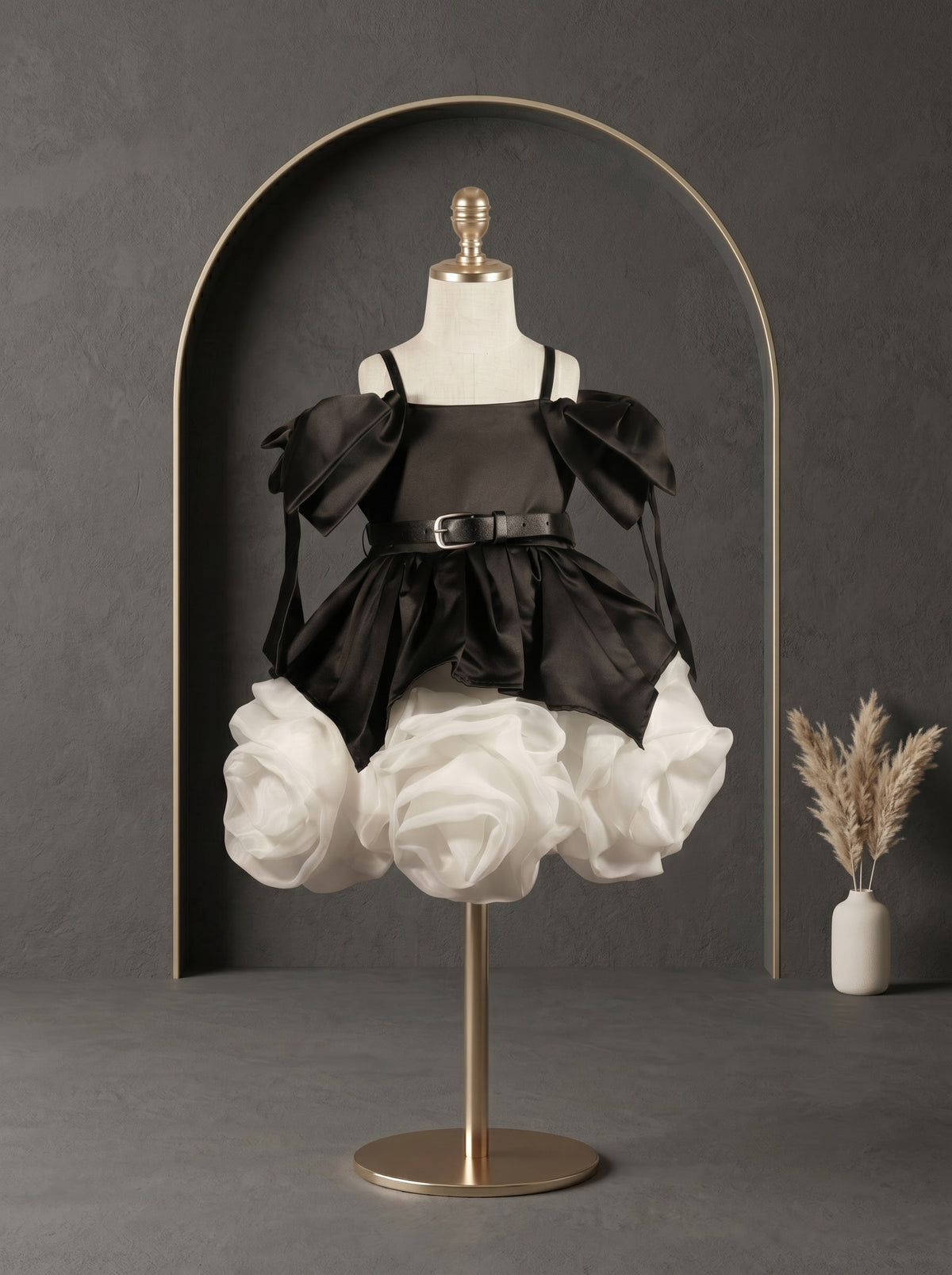 Noir Rosette Couture Dress