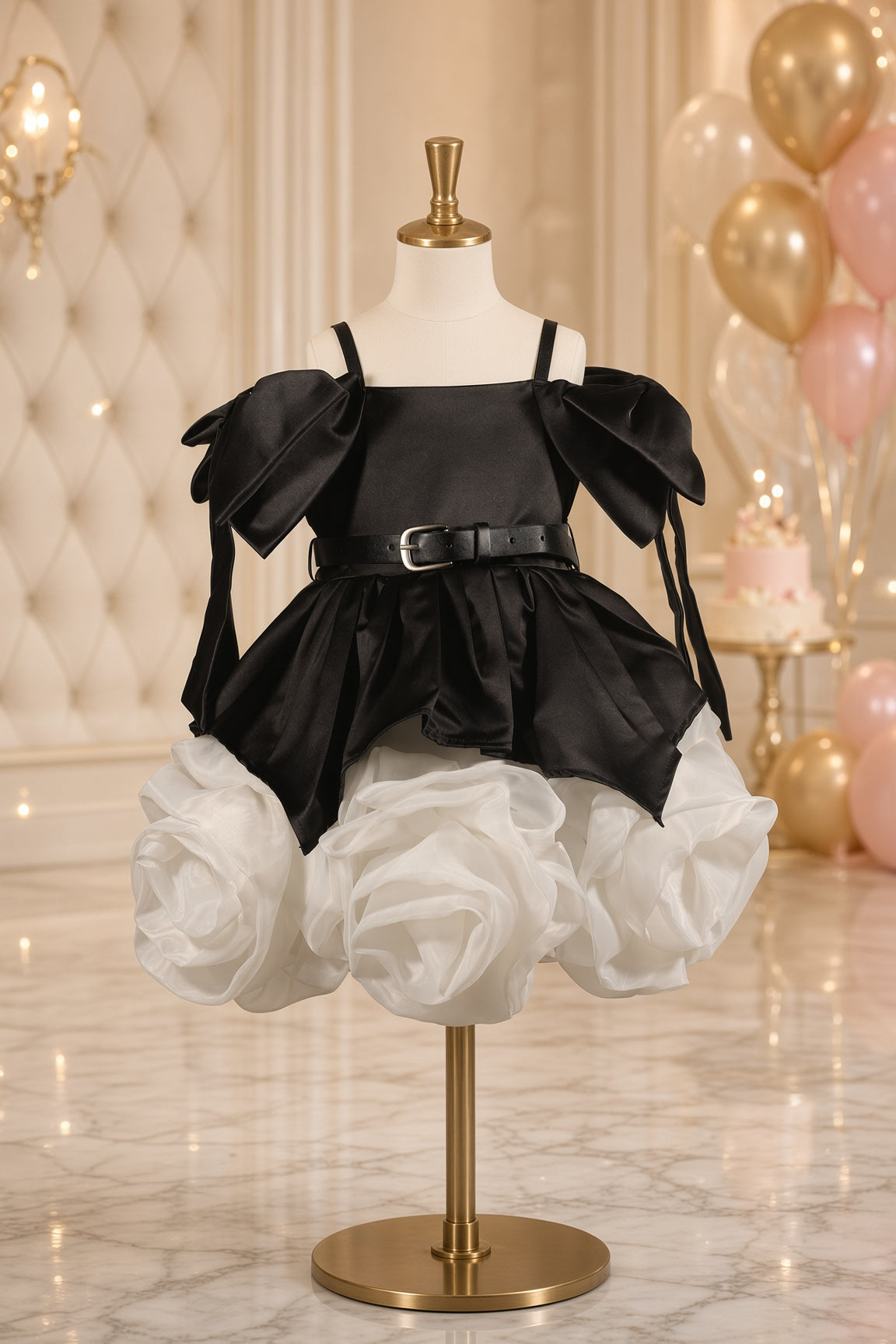 Noir Rosette Couture Dress