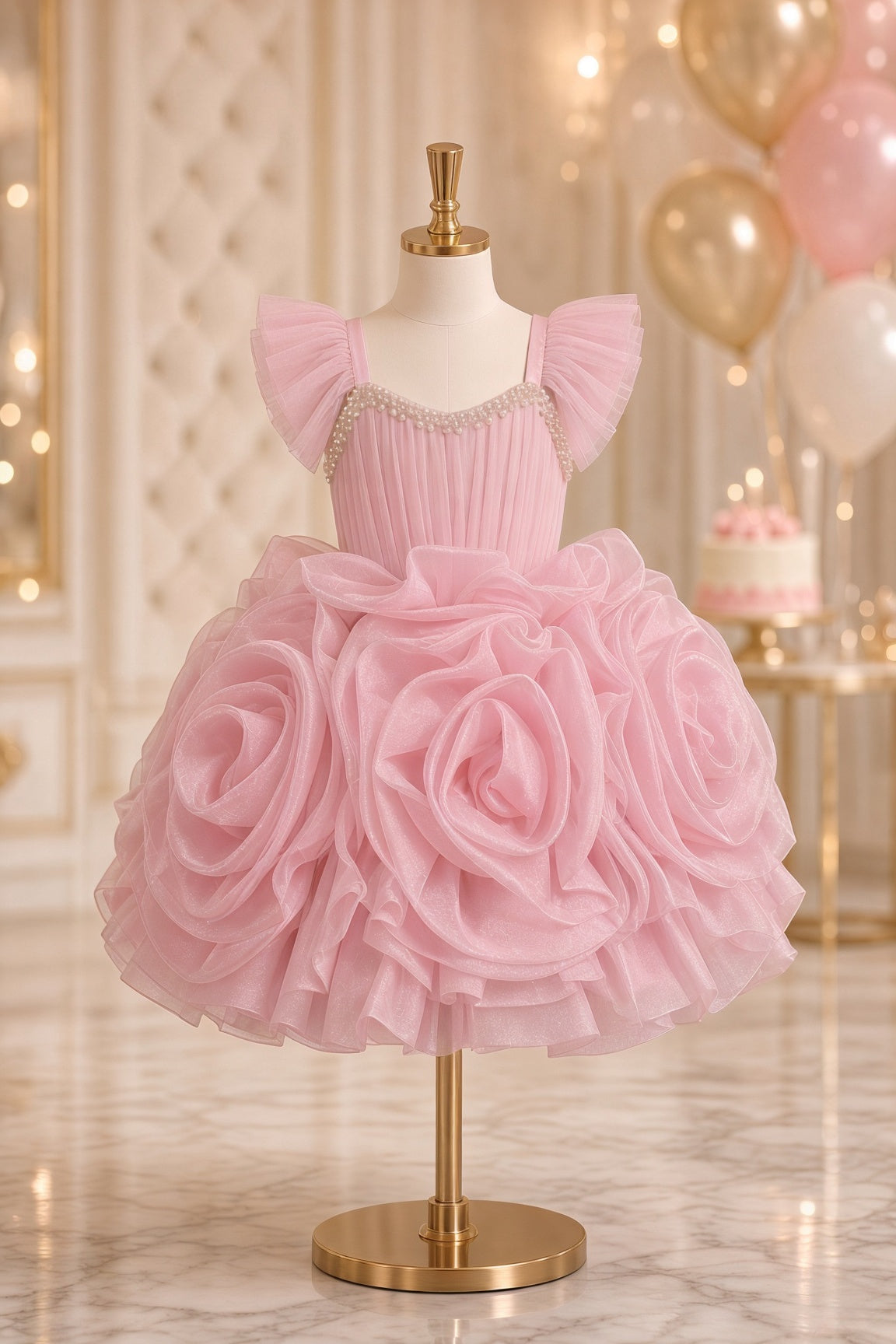 Blush Rosette Princess Dress